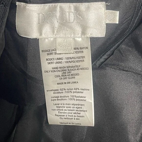 David’s Bridal One Shoulder Long Lace Dress Black Size 10 NWT - Picture 8 of 9